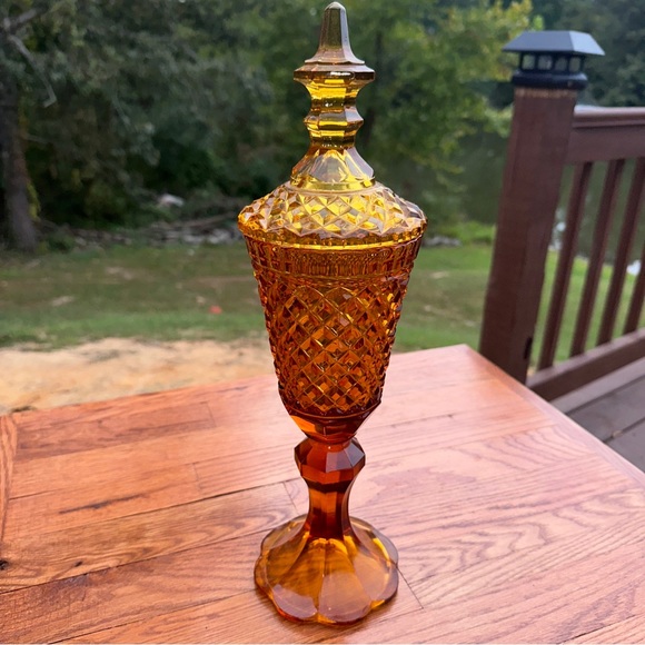 Other - Ambient Amber Apothecary Style Tall VTG Candy Dish With Lid